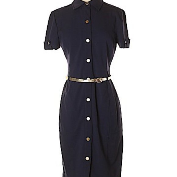 Beautiful Calvin Klein navy blue button down dress - Picture 6 of 7